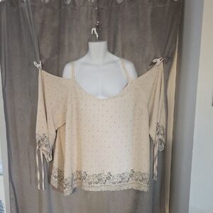 Torrid 5x Cold Shoulder Beige Blouse